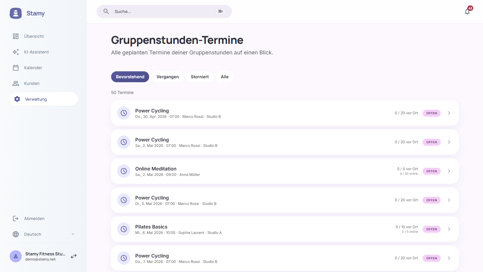 Klassen & Termine